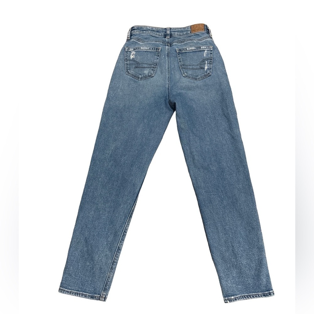American Eagle Stretch High Rise Straight Leg Mom Jeans, size 0 - Picture 2 of 9